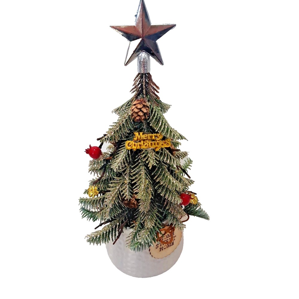 Glittered Christmas Tree in Pot Light Up Bells Star Home Sweet Home Table‎ Top